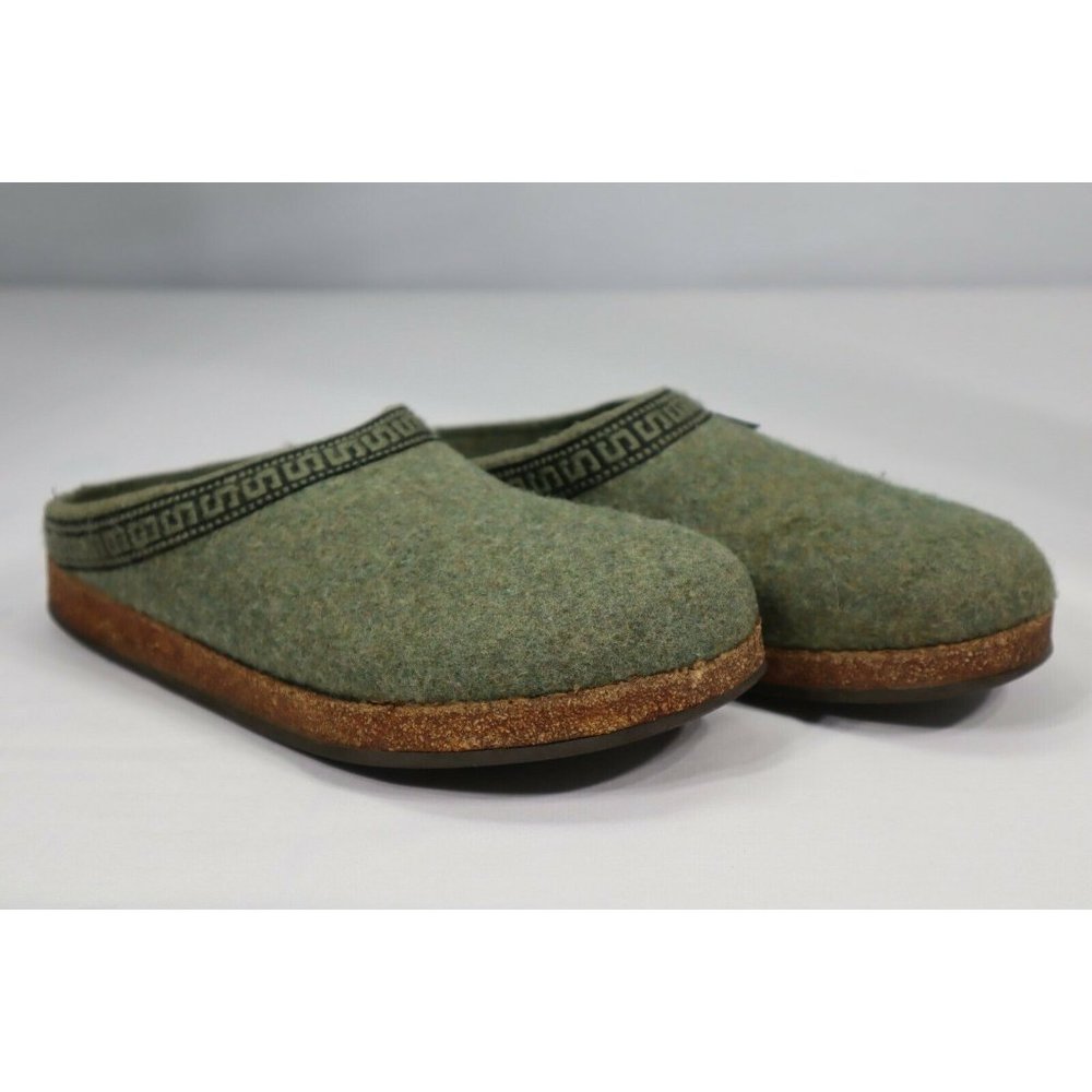 Stegmann Slippers Green Wool Felt Clogs Mules Slip Ons Comfort Shoes 8.5